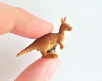 Tiny Kangaroo Figurine - Soft Plastic Animal for Fairy Garden, Diorama, or Terrarium - Realistic Miniature Desert Wildlife - Mini Toy Figure