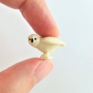 Tiny Snowy Owl Figurine - Soft Plastic Bird for Fairy Garden, Diorama, or Terrarium - Realistic Miniature Figure - Wild Woodland Toy Animal
