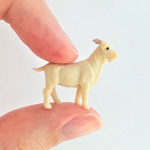 Tiny Goat Figurine - Soft Plastic Animal for Fairy Garden, Diorama, or Terrarium - Realistic Miniature Figure - Mini Country Ranch Pet