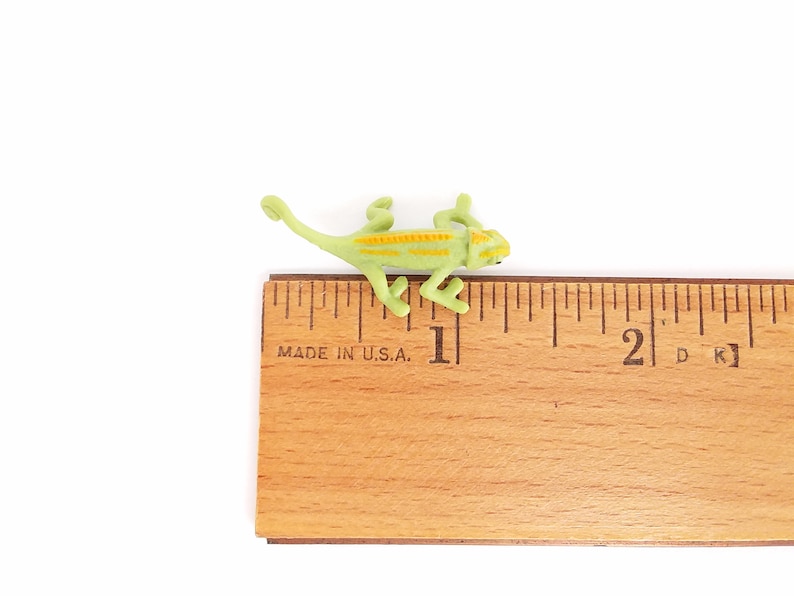 Tiny Chameleon Figurine Soft Plastic Animal for Fairy Garden, Diorama, Terrarium, or Dollhouse Realistic Miniature Pet Lizard Toy Figure image 6