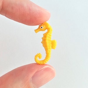 Tiny Seahorse Figurine - Soft Plastic Fish for Diorama, Aquarium, or Dollhouse - Realistic Miniature Coral Reef Animal - Mini Tropical Fish