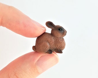 Tiny Rabbit Figurine - Soft Plastic Bunny for Fairy Garden, Diorama, Terrarium, or Dollhouse - Realistic Miniature Toy - Mini Pet