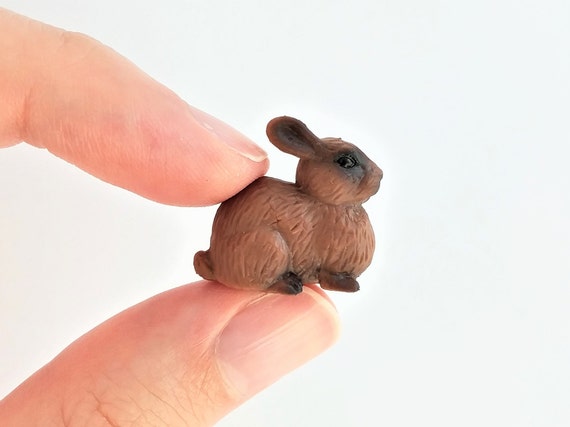 Tiny Rabbit Figurine Soft Plastic Bunny for Fairy Garden, Diorama