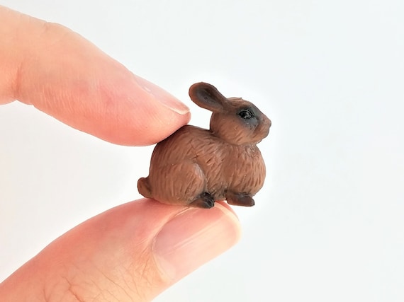 Tiny Rabbit Figurine Soft Plastic Bunny for Fairy Garden, Diorama