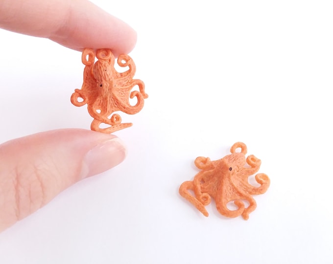 Tiny Octopus Figurine Soft Plastic Animal for Diorama or Etsy