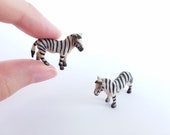 Tiny Zebra Figurine - Soft Plastic Animal for Fairy Garden, Diorama, or Terrarium - Realistic Miniature Safari Wildlife Figure - Mini Toy