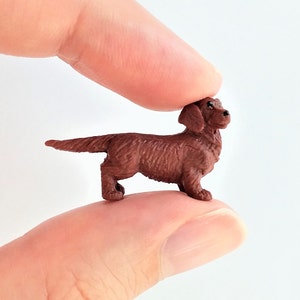 Tiny Dachshund Figurine - Soft Plastic Wiener Dog for Fairy Garden, Diorama, Terrarium, or Dollhouse - Realistic Miniature Animal - Mini Pet