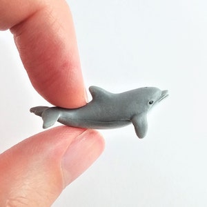 Tiny Dolphin Figurine - Soft Plastic Animal for Diorama or Aquarium - Realistic Miniature Toy Bottlenose - Mini Tropical Sea Creature Figure