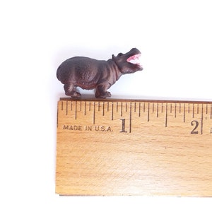 Tiny Hippo Figurine Soft Plastic Hippopotamus for Fairy Garden, Diorama, or Terrarium Realistic Miniature Safari Figure Mini Animal image 6