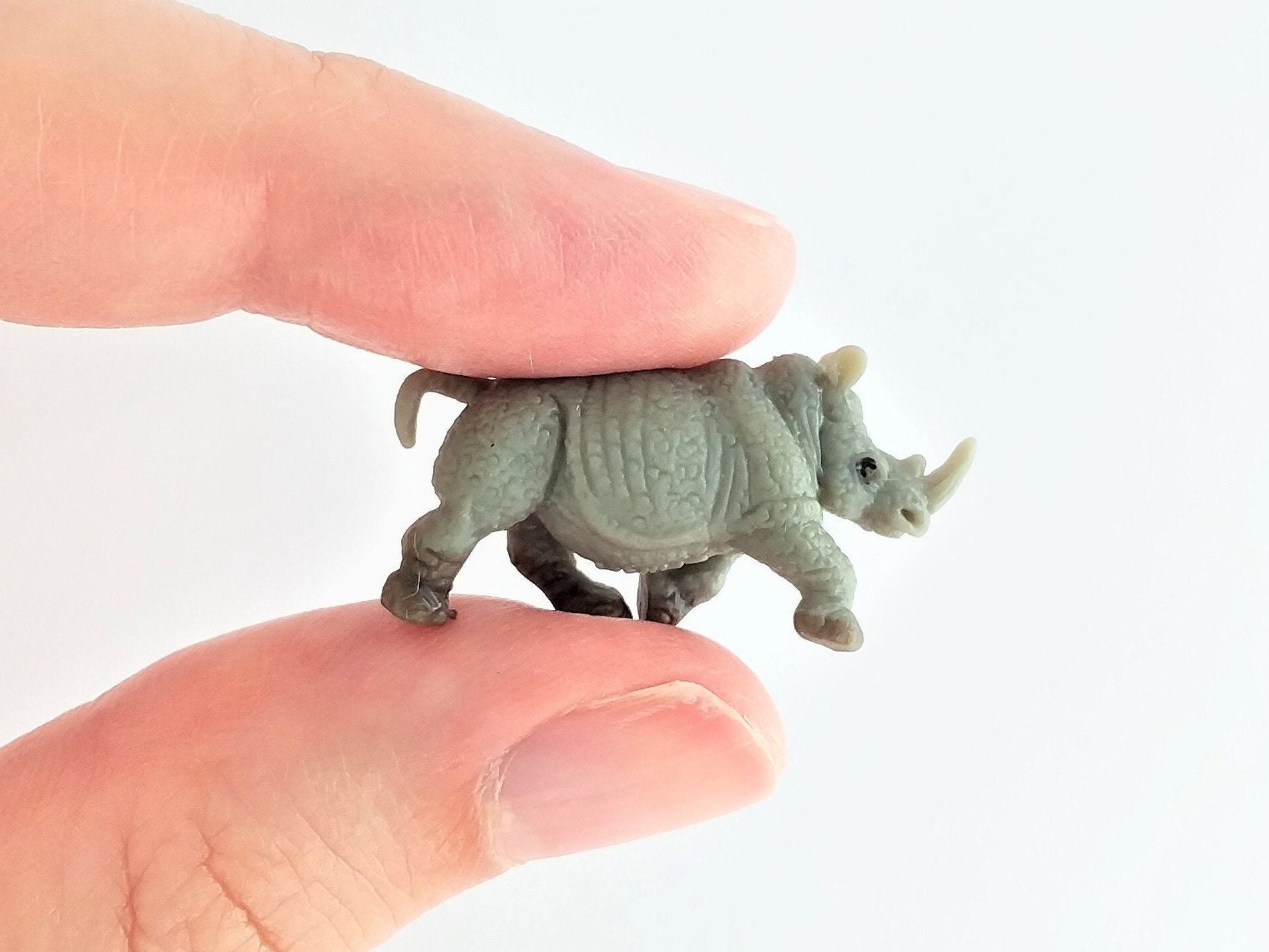 Figurine Rhinocéros En Plastique Acedo Années 1960 - Vintage Jouet Zoo - Occasion Collection