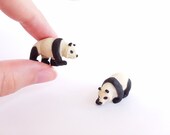 Tiny Panda Figurine - Soft Plastic Bear for Fairy Garden, Diorama, or Terrarium - Realistic Miniature Forest Animal - Mini Toy Figure