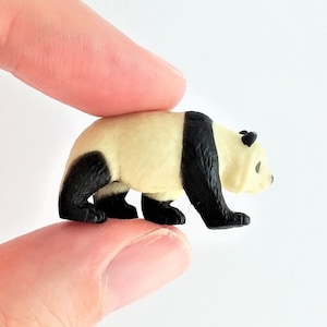 Tiny Panda Figurine - Soft Plastic Bear for Fairy Garden, Diorama, or Terrarium - Realistic Miniature Forest Animal - Mini Toy Figure