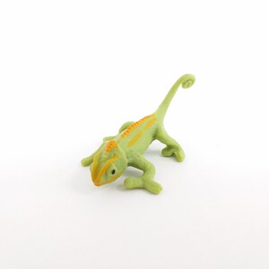 Tiny Chameleon Figurine Soft Plastic Animal for Fairy Garden, Diorama, Terrarium, or Dollhouse Realistic Miniature Pet Lizard Toy Figure image 2