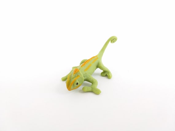 Tiny Chameleon Figurine - Soft Plastic Animal for Fairy Garden