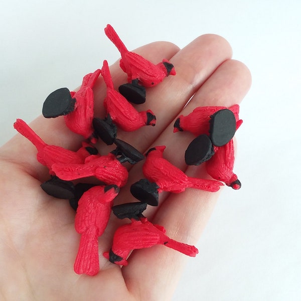 Set of 10 IMPERFECT Tiny Cardinal Figurines - Please Read Description - Seconds Bulk Discount