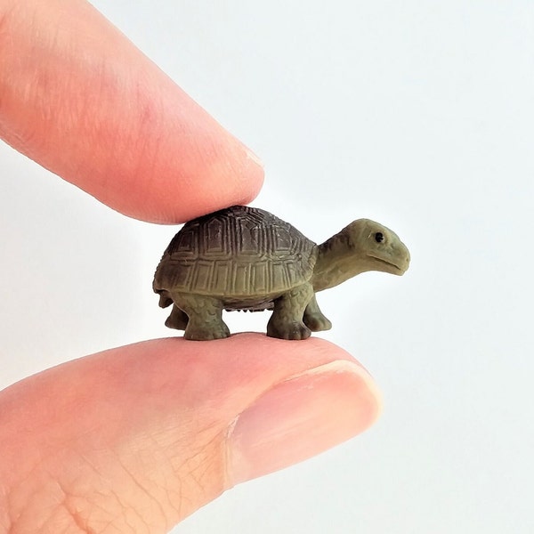 Tiny Tortoise Figurine - Soft Plastic Turtle for Fairy Garden, Diorama, Terrarium, or Dollhouse - Realistic 1/6 or 1/12 Scale Miniature Pet