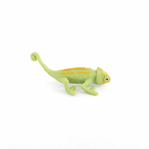 Tiny Chameleon Figurine Soft Plastic Animal for Fairy Garden, Diorama, Terrarium, or Dollhouse Realistic Miniature Pet Lizard Toy Figure image 3