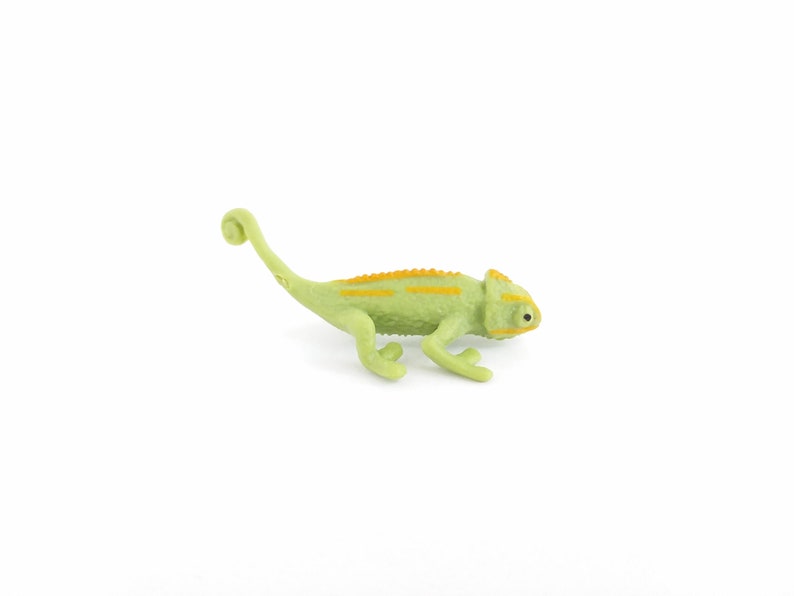 Tiny Chameleon Figurine Soft Plastic Animal for Fairy Garden, Diorama, Terrarium, or Dollhouse Realistic Miniature Pet Lizard Toy Figure image 3