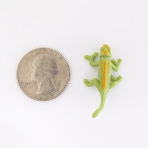 Tiny Chameleon Figurine Soft Plastic Animal for Fairy Garden, Diorama, Terrarium, or Dollhouse Realistic Miniature Pet Lizard Toy Figure image 5