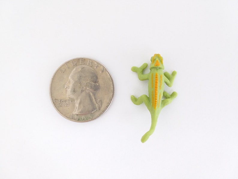 Tiny Chameleon Figurine Soft Plastic Animal for Fairy Garden, Diorama, Terrarium, or Dollhouse Realistic Miniature Pet Lizard Toy Figure image 5