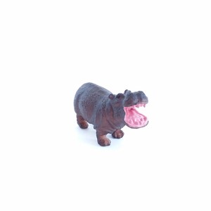 Tiny Hippo Figurine Soft Plastic Hippopotamus for Fairy Garden, Diorama, or Terrarium Realistic Miniature Safari Figure Mini Animal image 2