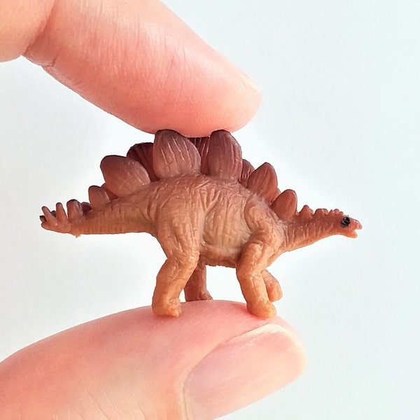 Tiny Stegosaurus Figurine - Soft Plastic Dinosaur for Fairy Garden, Diorama, or Terrarium - Realistic Miniature Dino - Mini Toy Figure