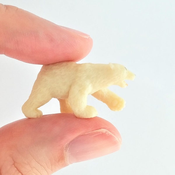 Tiny Polar Bear Figurine - Soft Plastic Animal for Diorama or Terrarium - Realistic Miniature Wildlife - Mini Arctic Ocean Toy