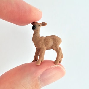 Tiny Deer Figurine - Soft Plastic Doe for Fairy Garden, Diorama, or Terrarium - Realistic Miniature Woodland Animal - Mini Toy Deer Figure