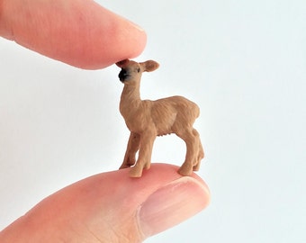 Tiny Deer Figurine - Soft Plastic Doe for Fairy Garden, Diorama, or Terrarium - Realistic Miniature Woodland Animal - Mini Toy Deer Figure