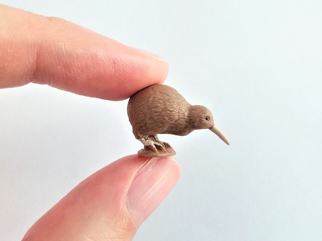 Tiny Kiwi Bird Figurine Soft Plastic Bird for Fairy Garden, Diorama, or
