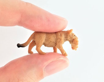 Tiny Lioness with Cub Figurine - Soft Plastic Animal for Fairy Garden, Diorama, or Terrarium - Realistic Miniature Safari Figure - Mini Lion