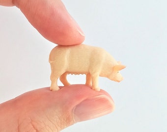 Tiny Sow Figurine - Soft Plastic Pig for Fairy Garden, Diorama, or Terrarium - Realistic Miniature Farm Animal - Mini Country Ranch Toy Hog