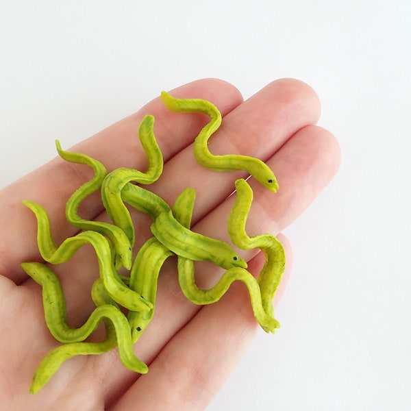 Set of 10 IMPERFECT Tiny Eel Figurines - Please Read Description - Seconds Bulk Discount