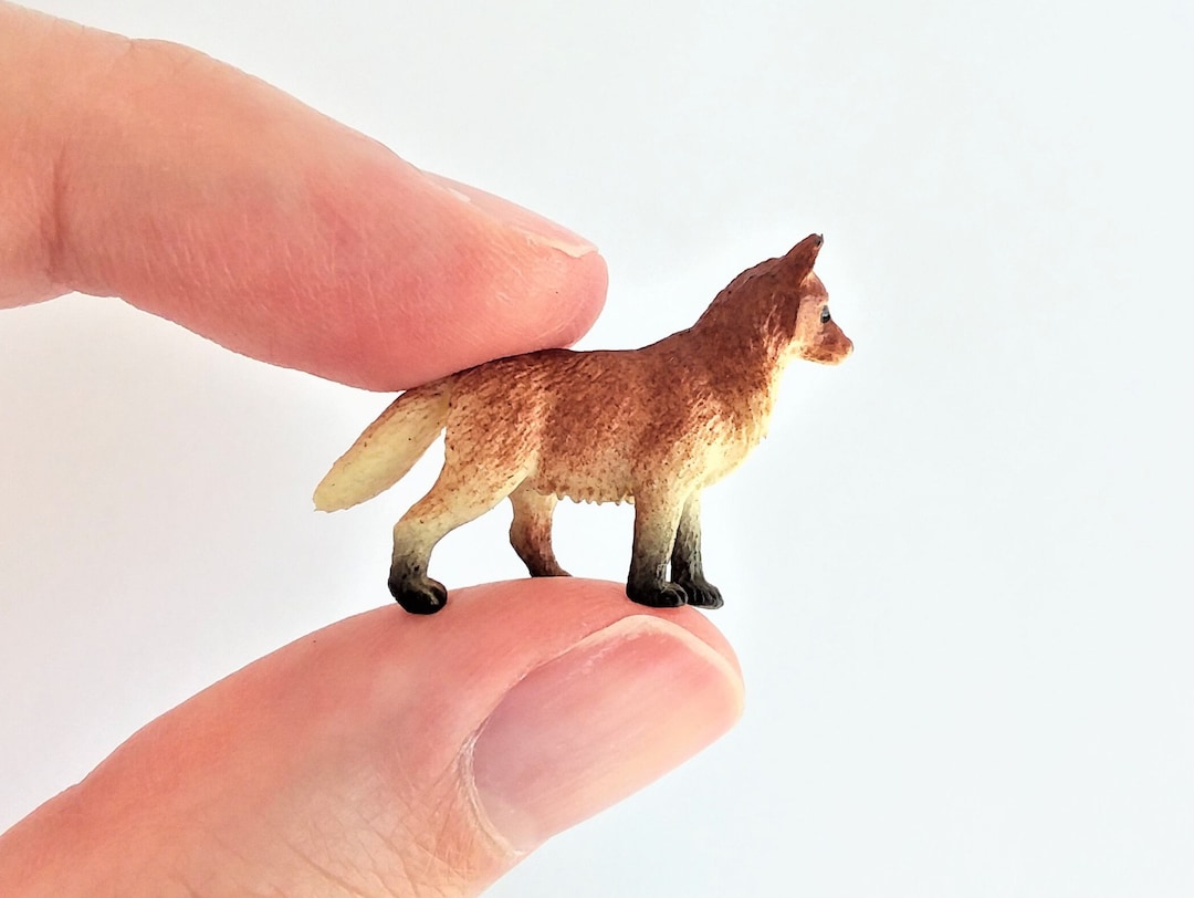Tiny Red Fox Figurine Soft Plastic Animal for Fairy Garden