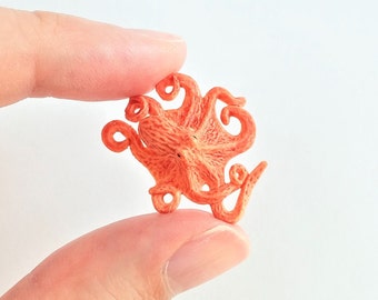 Tiny Octopus Figurine - Soft Plastic Animal for Diorama or Aquarium - Realistic Miniature Ocean Life - Mini Coral Reef Figure - Tropical Toy
