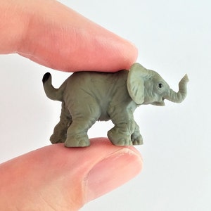 Tiny Elephant Figurine - Soft Plastic Animal for Fairy Garden, Diorama, or Terrarium - Realistic Miniature Safari Figure - Mini Animal Toy