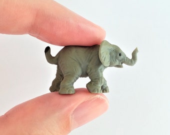 Tiny Elephant Figurine - Soft Plastic Animal for Fairy Garden, Diorama, or Terrarium - Realistic Miniature Safari Figure - Mini Animal Toy