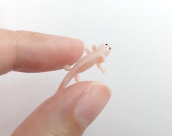 Tiny Axolotl Figurine - Soft Plastic Animal for Fairy Garden, Diorama, Terrarium, Aquarium, or Dollhouse - Realistic Miniature Amphibian