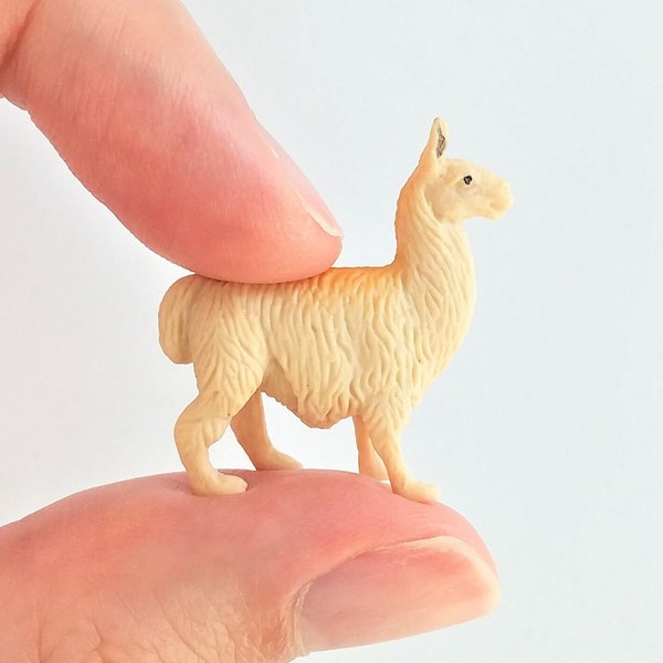 Tiny Llama Figurine - Soft Plastic Animal for Fairy Garden, Diorama, or Terrarium - Realistic Miniature Figure - Mini Alpaca Ranch Toy