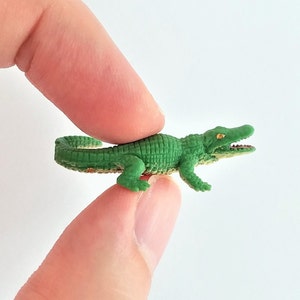 Tiny Alligator Figurine - Soft Plastic Gator for Fairy Garden, Diorama, or Terrarium - Realistic Miniature River Crocodile - Mini Figurine