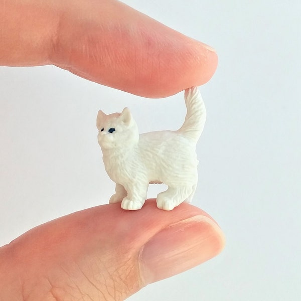 Tiny Kitten Figurine - Soft Plastic Cat for Fairy Garden, Diorama, Terrarium, or Dollhouse - Realistic Miniature Toy Pet