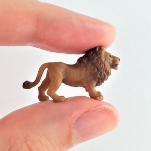 Tiny Lion Figurine - Soft Plastic Animal for Fairy Garden, Diorama, or Terrarium - Realistic Miniature Safari Wildlife Figure - Mini Lion