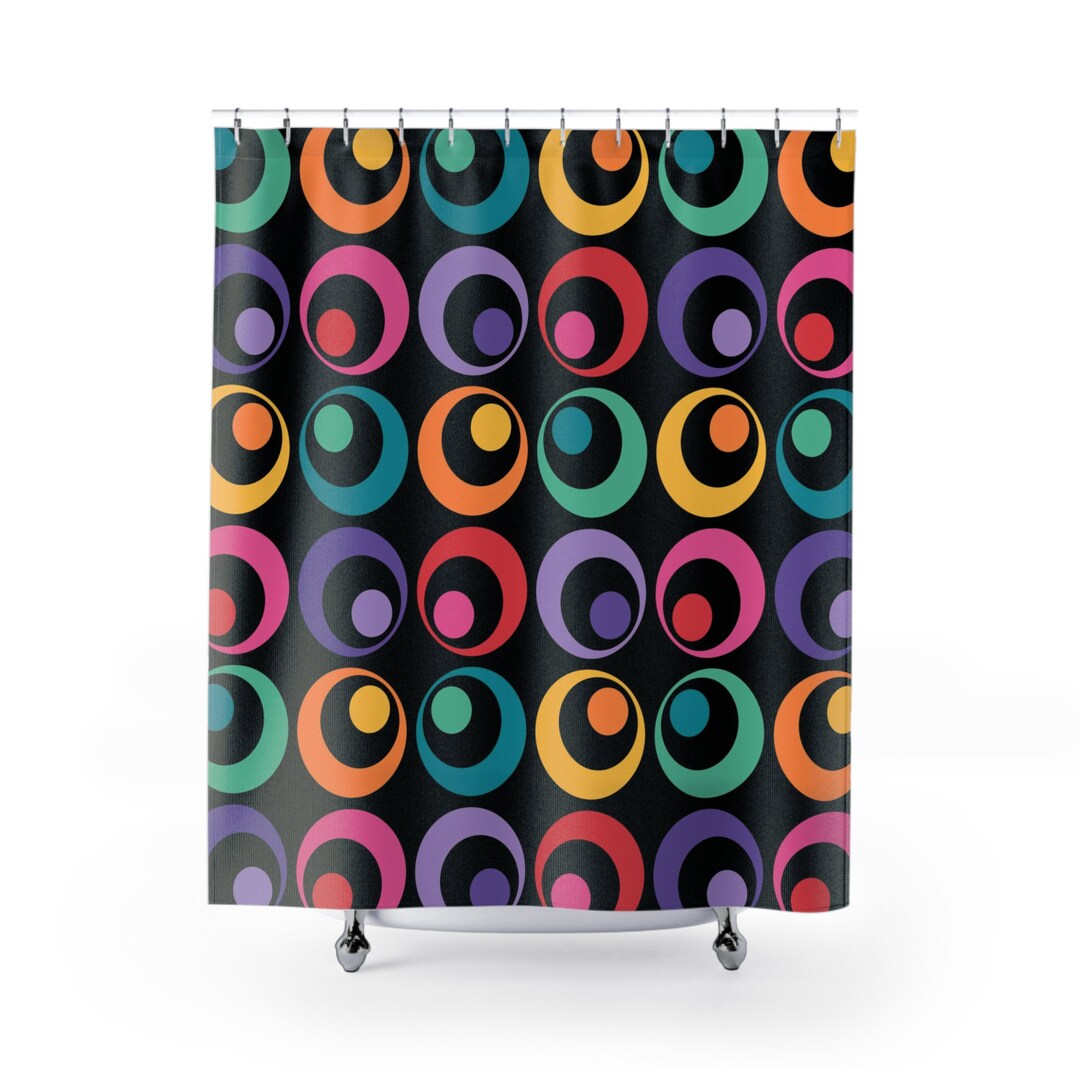 Boho Shower Curtain Retro Mid Century Modern Funky Shower Etsy