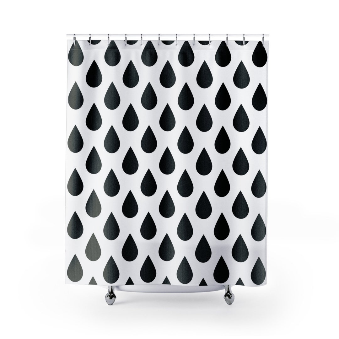 Funky Shower Curtain Retro Black and White Cool Geometric Boho Etsy