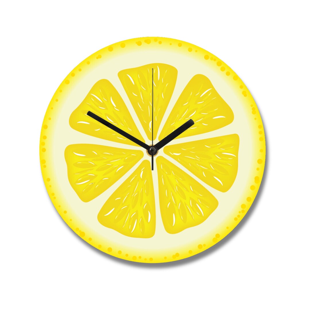 Lemon Clock Large Wall Clock Unique Modern Kitchen Wall Etsy