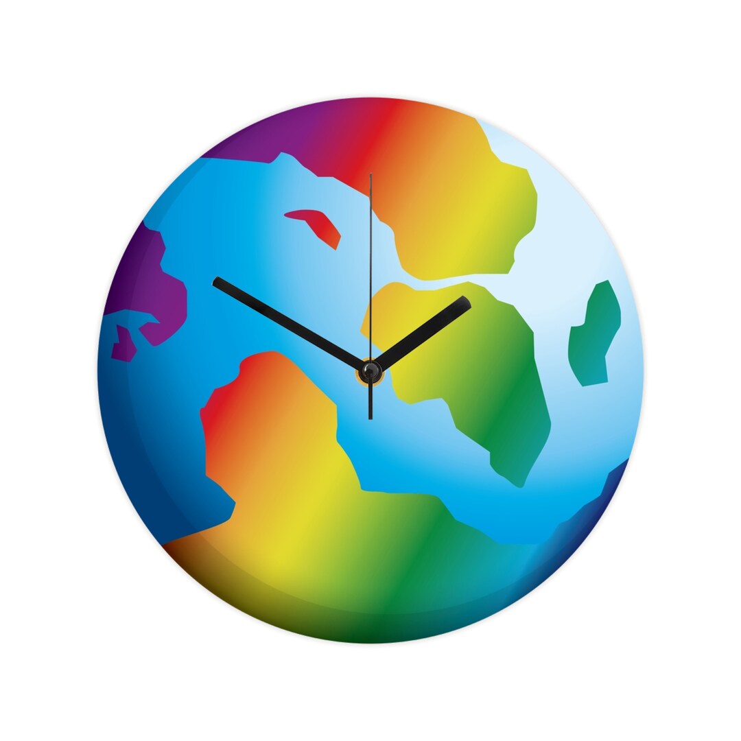 Earth Clock Large Wall Clock Unique Playroom Etsy