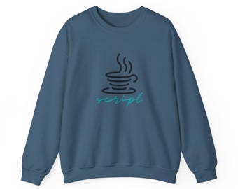 Przytulna bluza z napisem Java Script Coffee | Idealna dla miłośników kawy, programistów, deweloperów, prezent dla przyjaciół, luźny krój