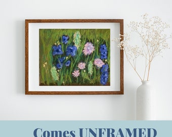 One of a kind original prairie painting | Soft pastel floral painting | Fine art floral painting | Original Floral Still Life painting-B
