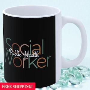 Taza de Trabajador Social de Salud Pública con especialidades / Celebre el Mes del Trabajo Social / Regalo perfecto para la graduación universitaria / Regalo de agradecimiento