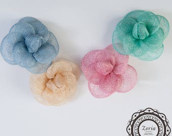 Sinamay Camellia Flower Trims For Fascinator, Cocktails, Millinery Sold by Piece | SD44-FL